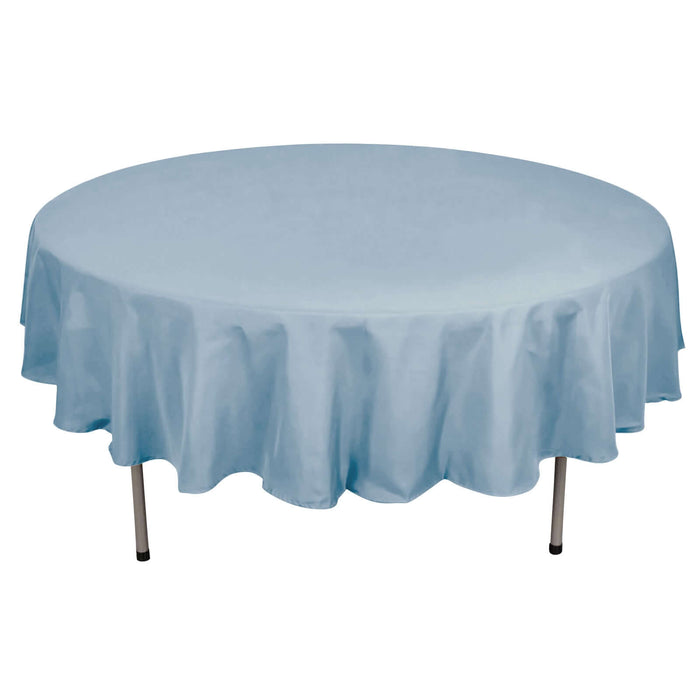 Round blue tablecloth for events and decor