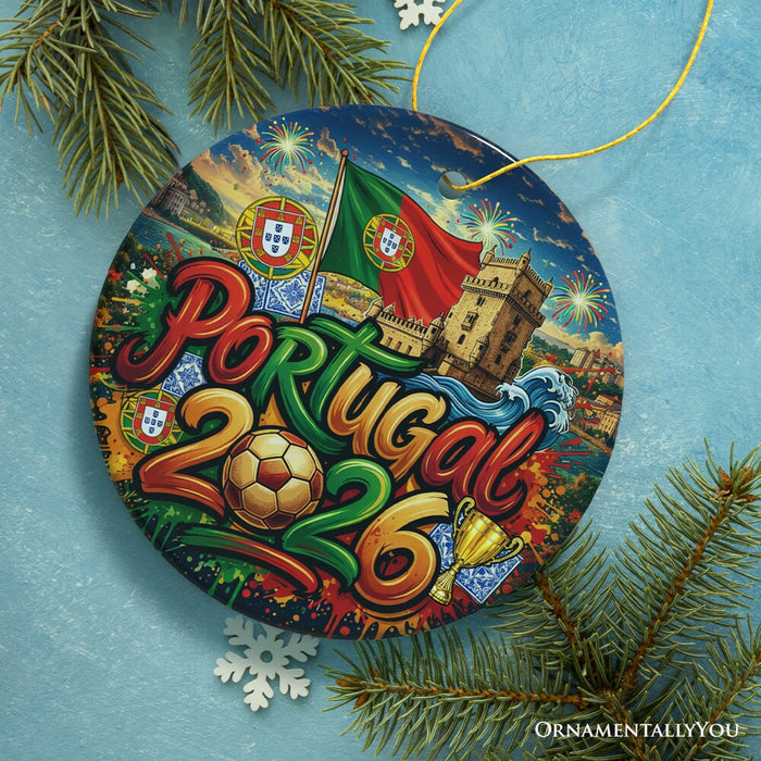 Portugal 2026 Soccer Cup Global Championship Ornament, Fans Football Gift and Tree Decor Ceramic Ornament OrnamentallyYou