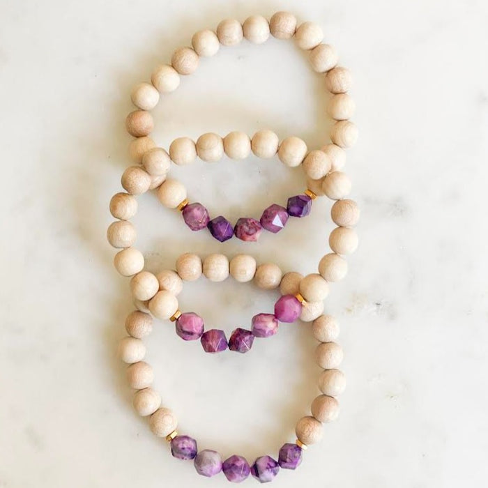 Purple Agate Press Pause Bracelet
