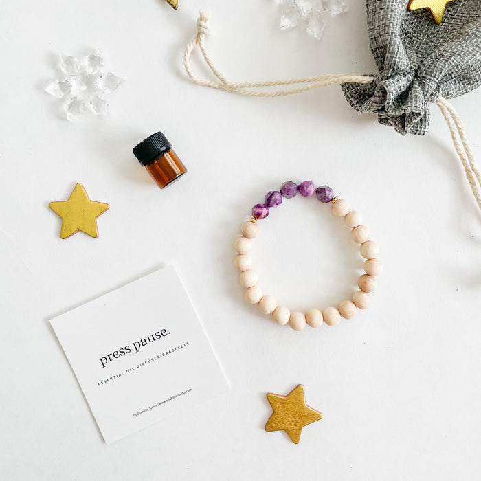 Purple Agate Press Pause Bracelet