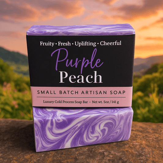 Purple Peach Soap Bar - Soap Boutique, handcrafted artisan soap with fruity floral scent.