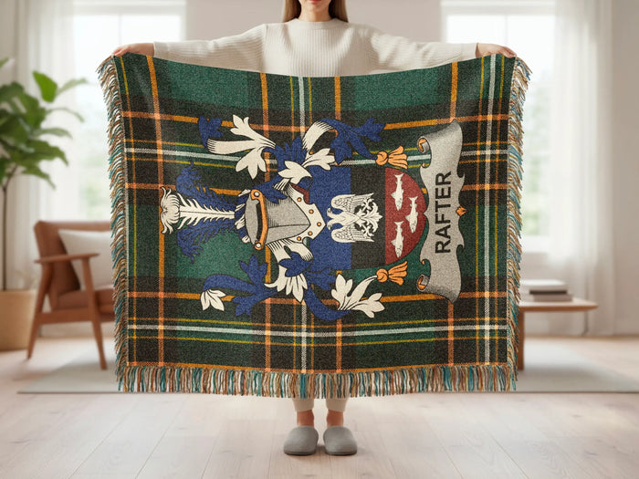 Rafter family crest tartan woven blanket shown at full scale.