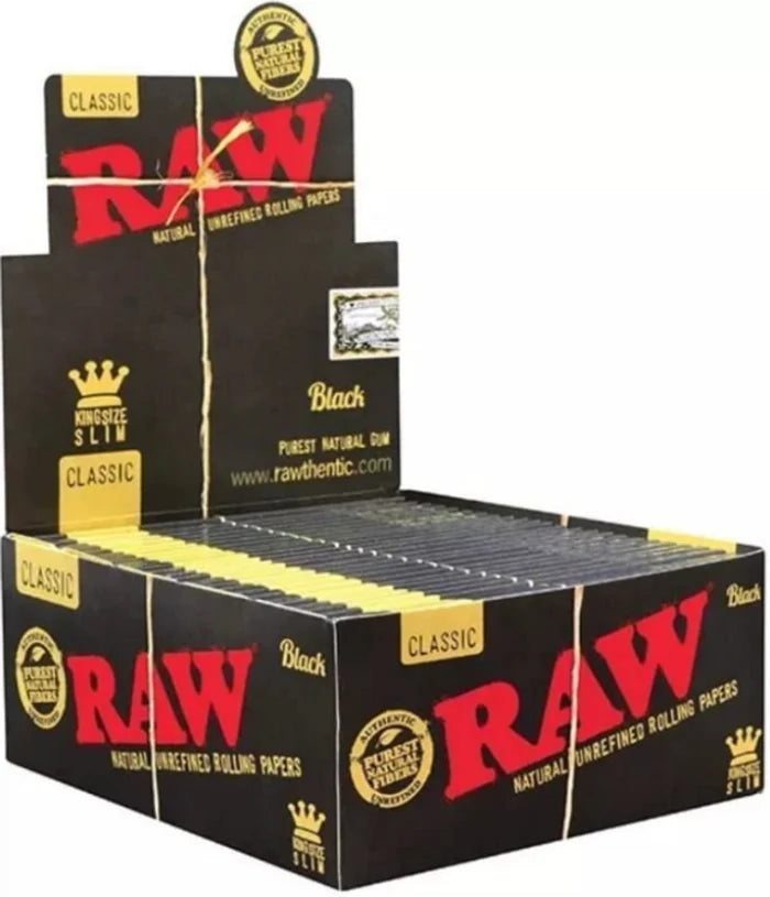 RAW BLACK | CLASSIC ROLLING PAPERS KING SIZE SLIM | 50PK