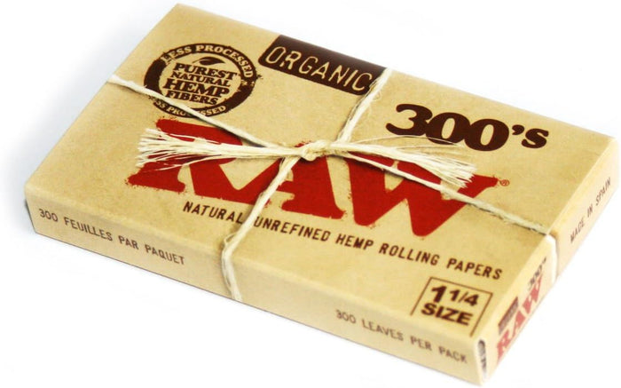 RAW | ORGANIC HEMP 300's PAPERS 1 1/4 SIZE | 40PK