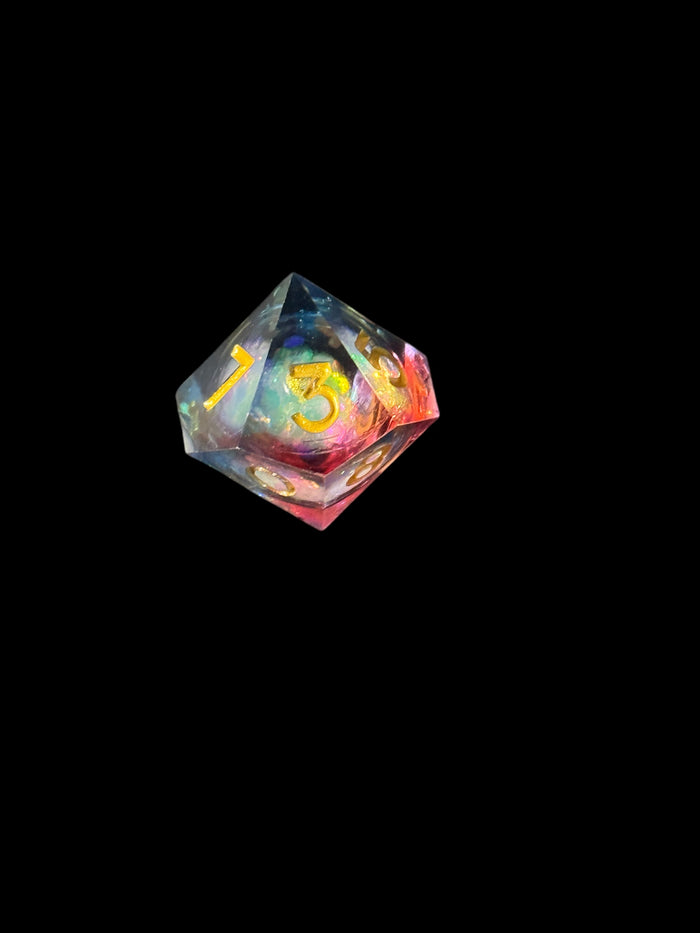 Red & Blue Cosmos Liquid Core Dice Set – 7-Piece Glitter-Filled Polyhedral Dice for Dungeons & Dragons & TTRPGs