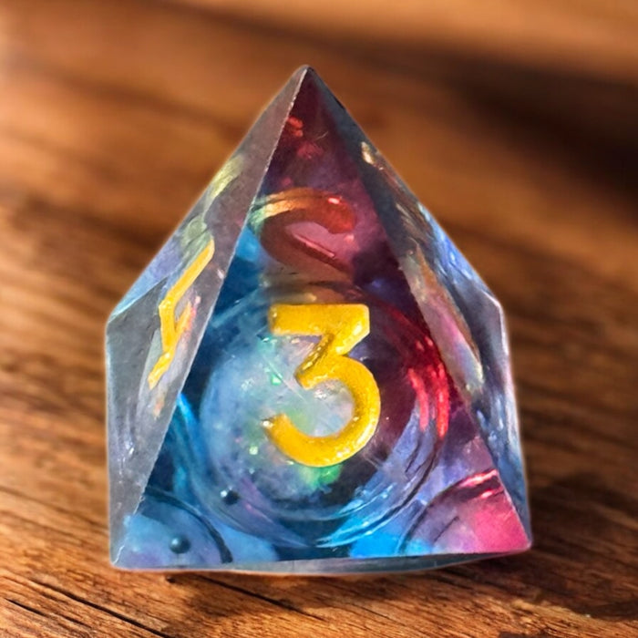 Red & Blue Cosmos Liquid Core Dice Set – 7-Piece Glitter-Filled Polyhedral Dice for Dungeons & Dragons & TTRPGs