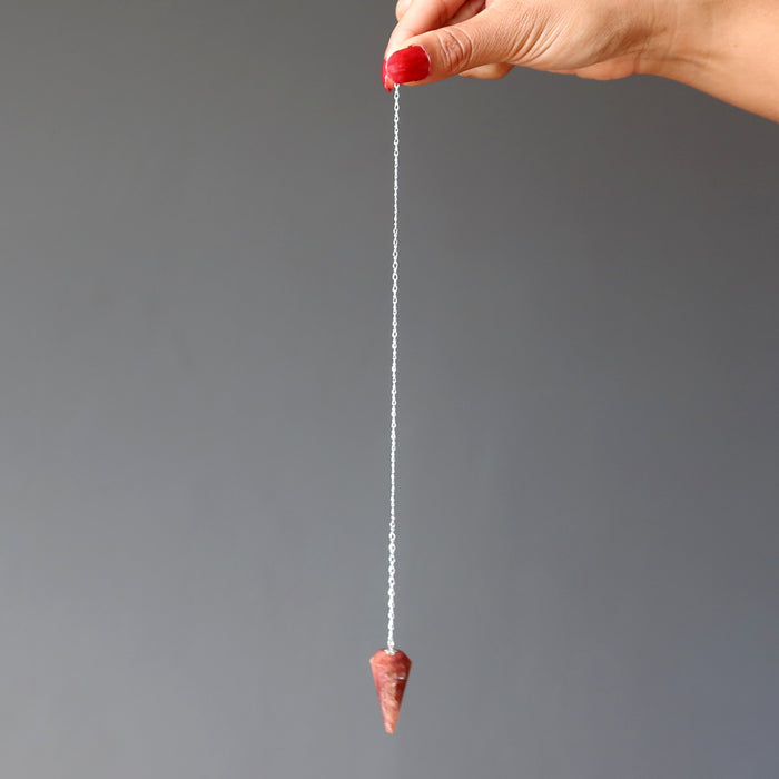 Red Fire Quartz Pendulum Light the Way Sterling Silver