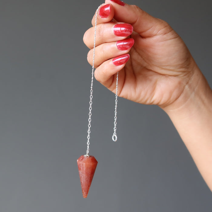 Red Fire Quartz Pendulum Light the Way Sterling Silver