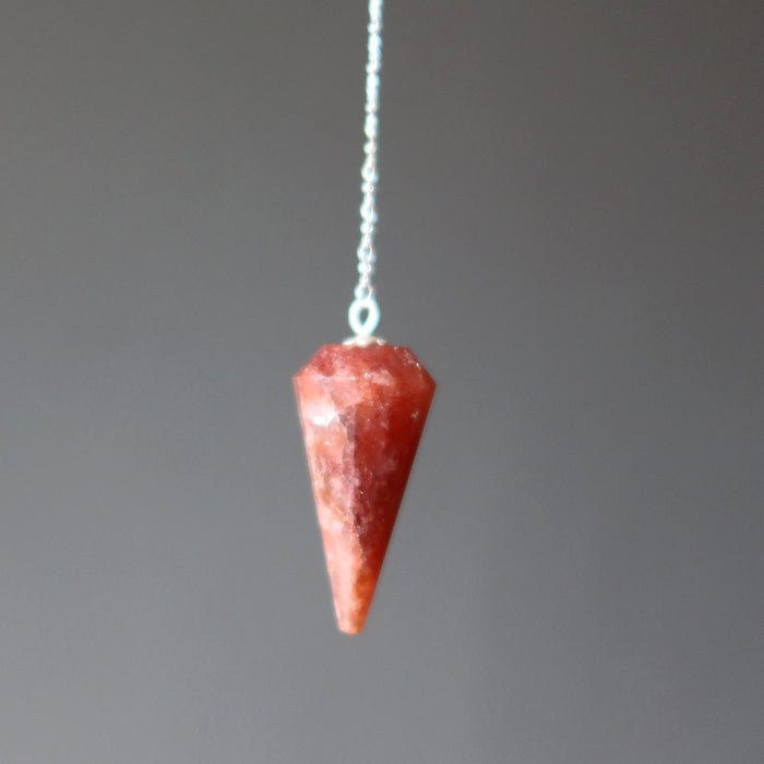 Red Fire Quartz Pendulum Light the Way Sterling Silver