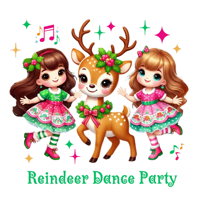 🦌 Reindeer Dance Party 👧 Youth Crewneck Sweatshirt 🎄 - Whippie's