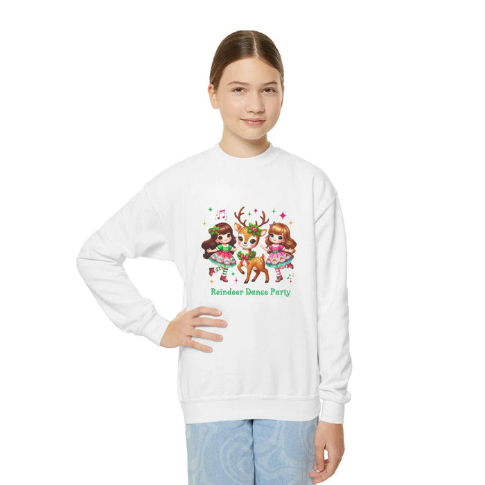🦌 Reindeer Dance Party 👧 Youth Crewneck Sweatshirt 🎄 - Whippie's