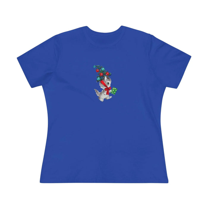 Retro Kittie with Tinsel Christmas Tree Hat - Women's Tee - Whippie's