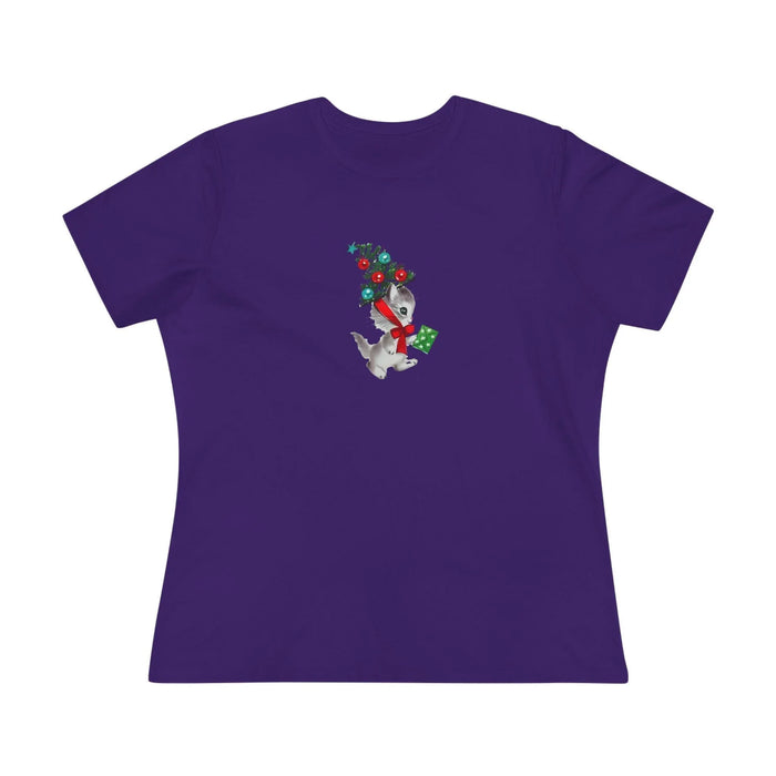 Retro Kittie with Tinsel Christmas Tree Hat - Women's Tee - Whippie's