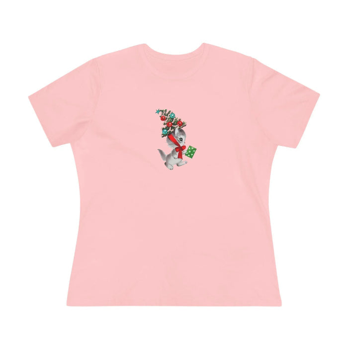Retro Kittie with Tinsel Christmas Tree Hat - Women's Tee - Whippie's