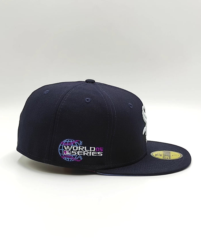 New Era 59fifty silk icys chicago white sox 2005 world series patch hat - navy