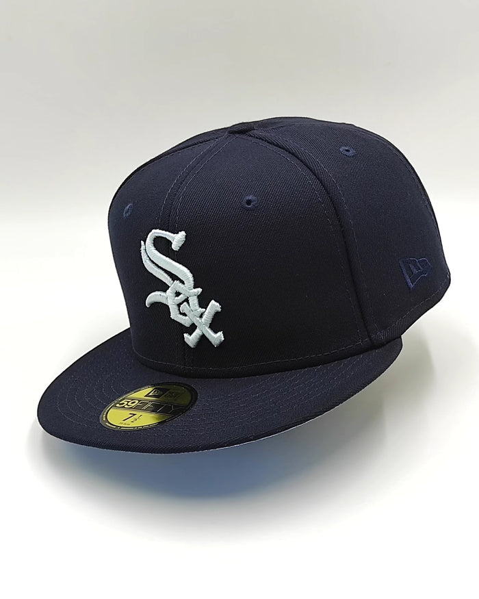 New Era 59fifty silk icys chicago white sox 2005 world series patch hat - navy