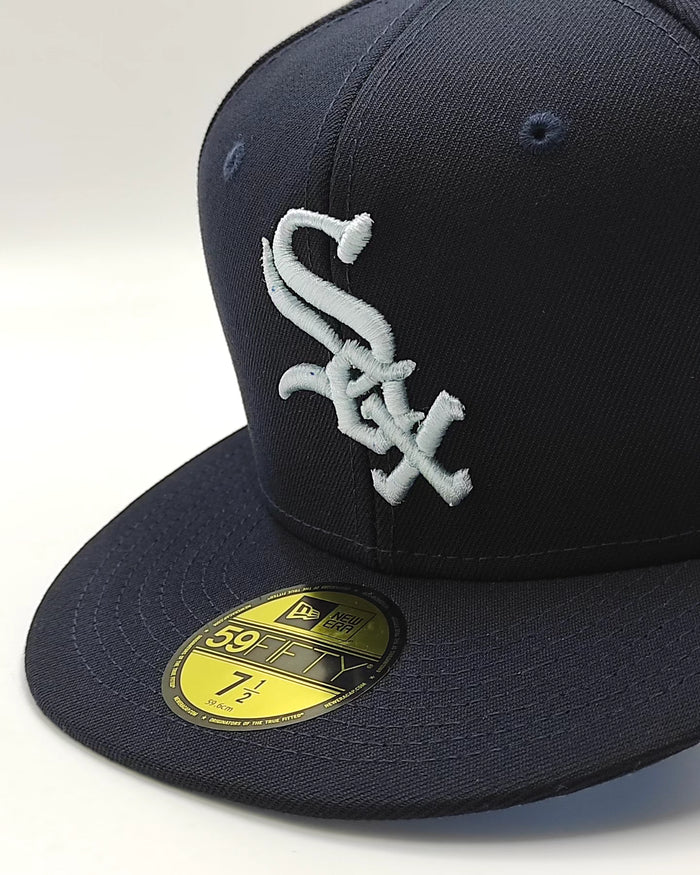 New Era 59fifty silk icys chicago white sox 2005 world series patch hat - navy