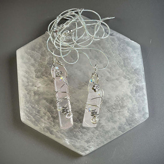 Rose Quartz Flower Handmade Boho Necklace