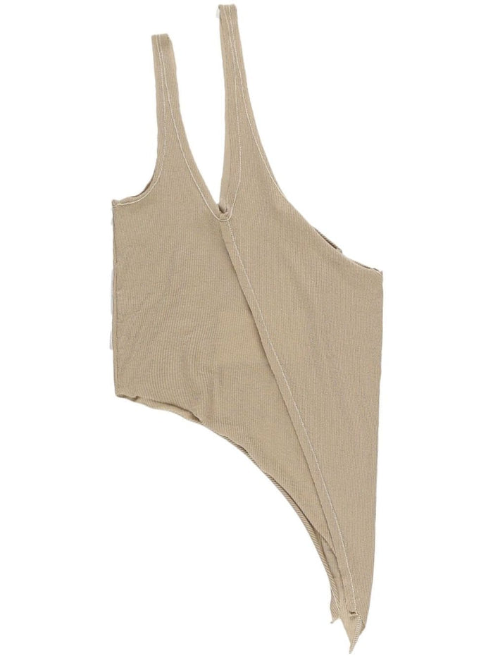 SAMI MIRO VINTAGE Women's Asymmetric One Shoulder Tank Top Taupe - MAISONDEFASHION.COM