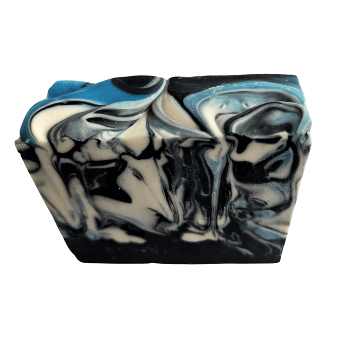 Sandalwood Spirit Bar Soap - Soap Boutique, handcrafted, creamy lather, black and blue marbled soap bar.