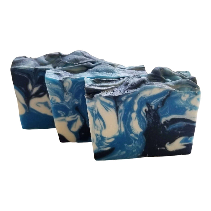 Sandalwood Spirit Bar Soap - Soap Boutique, handcrafted blue and white marbled soap bars.