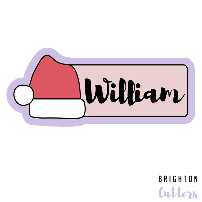 Santa Hat Name Plaque Cookie Cutter