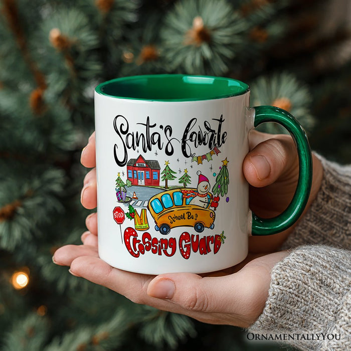 Santa's Favorite Crossing Guard Personalized Mug, School Patrol Appreciation Gift with Custom Name Personalized Ceramic Mug OrnamentallyYou