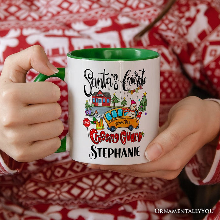 Santa's Favorite Crossing Guard Personalized Mug, School Patrol Appreciation Gift with Custom Name Personalized Ceramic Mug OrnamentallyYou