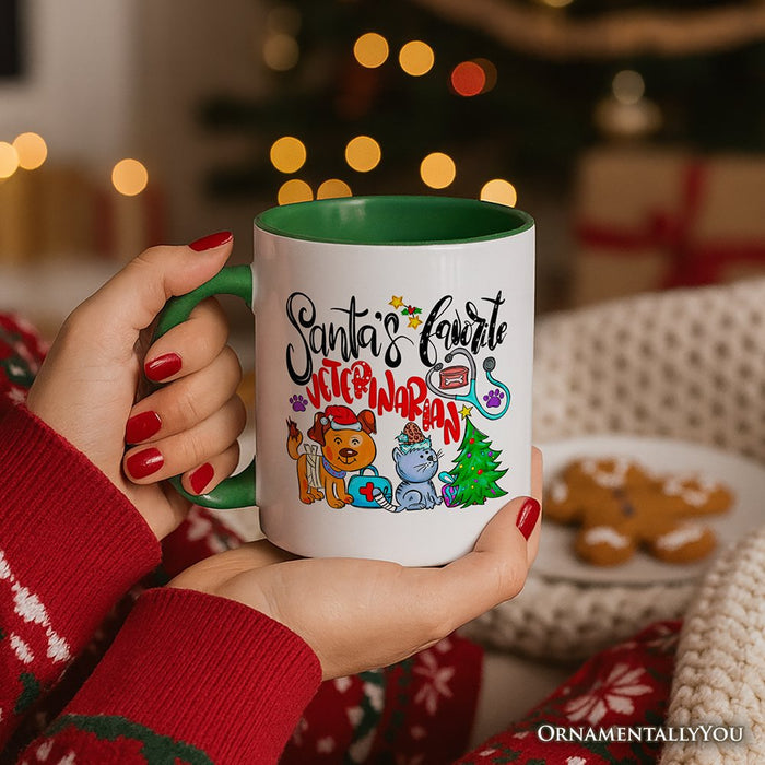 Santa's Favorite Veterinarian Personalized Mug, Veterinary Appreciation Gift with Custom Name Personalized Ceramic Mug OrnamentallyYou