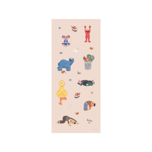 Sesame Street Print Kids Yoga Mat featuring beloved characters in playful poses on a soft surface.