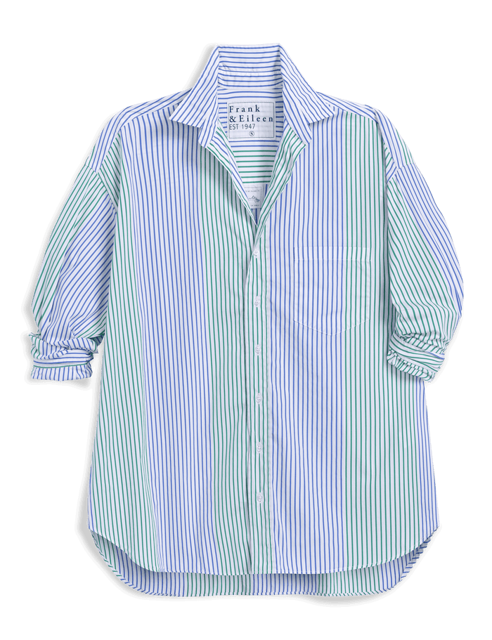 Striped shirt with brand label on a transparent background