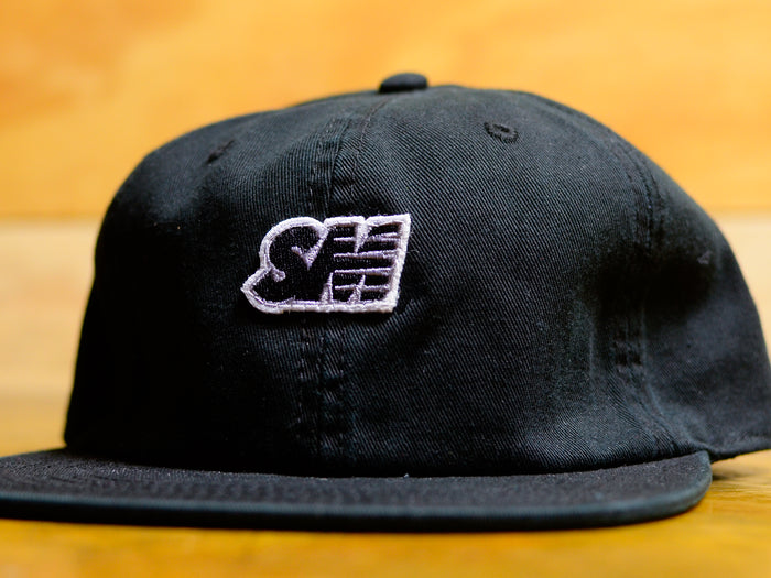 SM Patch 6 Panel Flat Brim Cap - Black