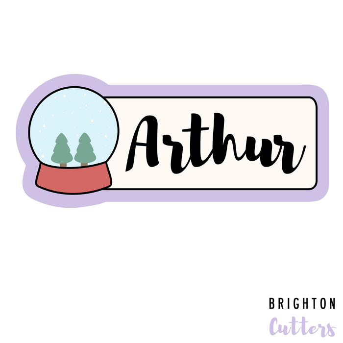 Snow Globe Name Plaque Cookie Cutter