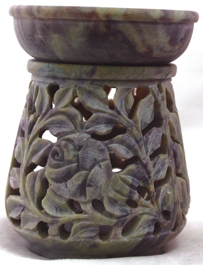 Soapstone Floral Rose Aroma Lamp