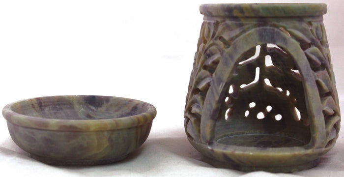 Soapstone Floral Rose Aroma Lamp