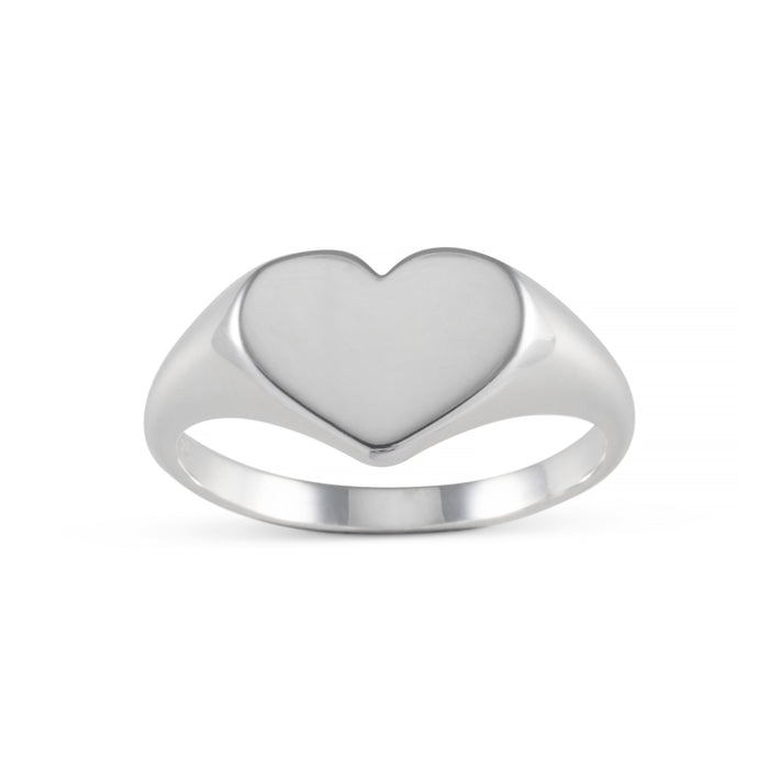 Sofia Sterling Silver Heart Signet Ring 12mm x 7mm Top