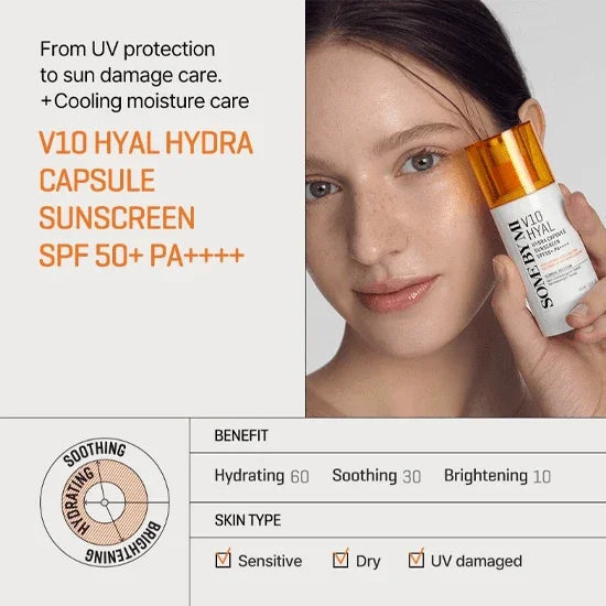 [SOME BY MI] V10 Hyal Hydra Capsule Sunscreen SPF 50+ PA++++ 40ml - Ballagrio