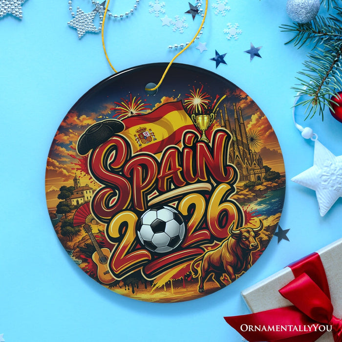 Spain 2026 Soccer Cup Global Championship Ornament, Fans Football Gift and Tree Decor Ceramic Ornament OrnamentallyYou