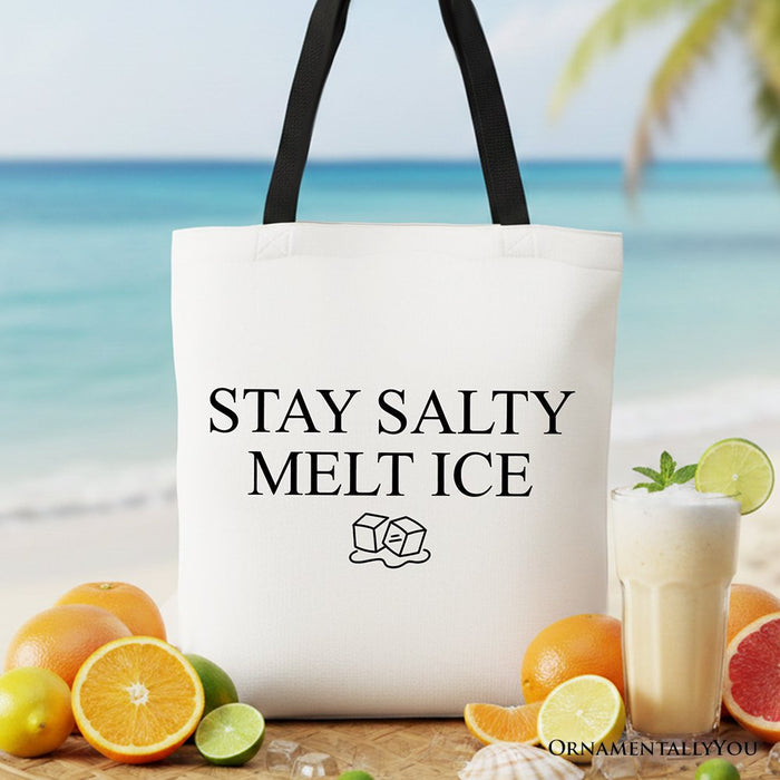 Stay Salty Melt Ice Canvas Tote Bag Tote Bag OrnamentallyYou Black Handle