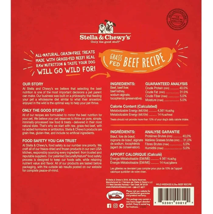 Stella & Chewy's Wild Weenies Beef Freeze-Dried Raw Dog Treats