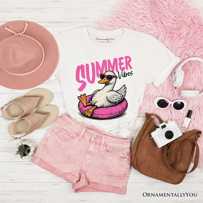 Summer Vibes Goose T-Shirt, Funny Beach Vacation Tee T-Shirts OrnamentallyYou White XS