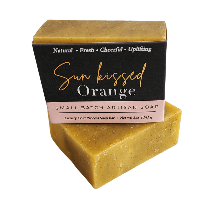 Sun Kissed Orange Soap Bar - Soap Boutique, handcrafted artisan soap with a cheerful and uplifting design.
