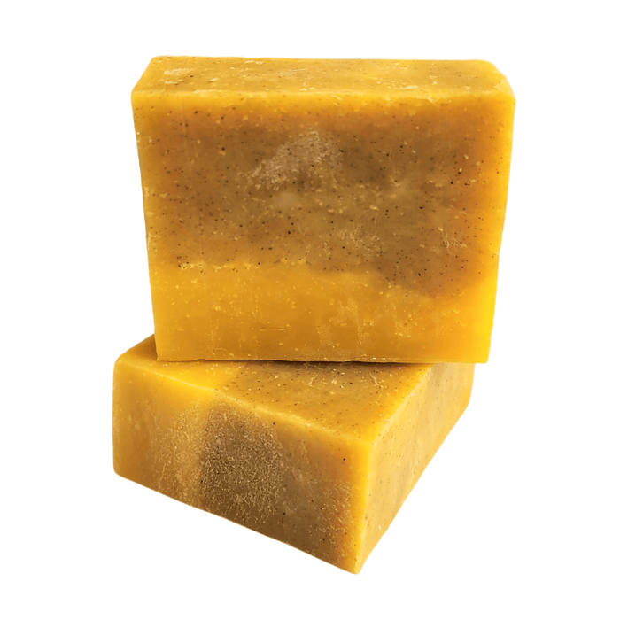 Sun Kissed Orange Soap Bar - Soap Boutique, handcrafted soap with a vibrant yellow hue and natural speckling.