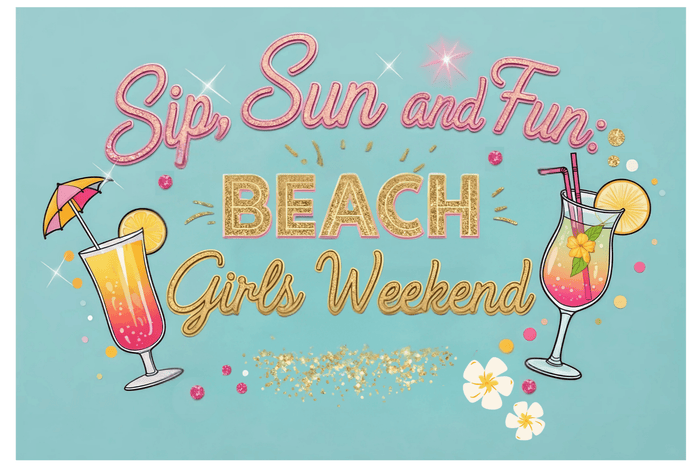 Sun, Sips, and Fun Beach Girls' Weekend - Weekender Tote Bag - Whippie's