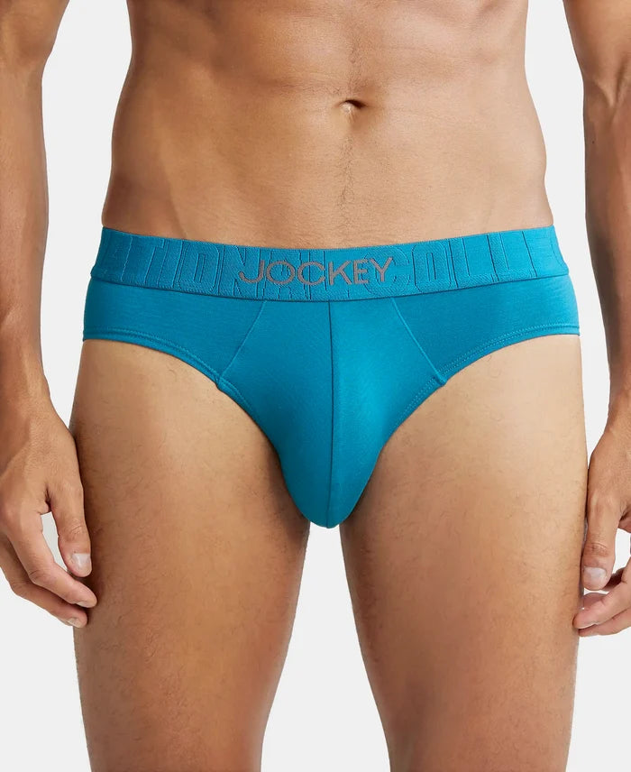 Supima Cotton Elastane Stretch Solid Brief with Ultrasoft Waistband - Ocean Depth-1