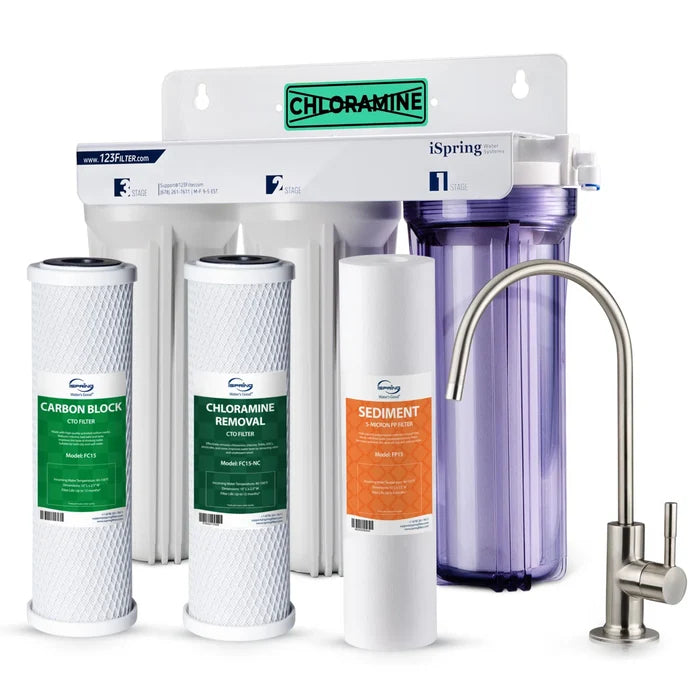 Système de filtration d'eau sous évier iSpring US31-NC à 3 étapes pour la consommation humaine, réduit la chloramine et les PFAS