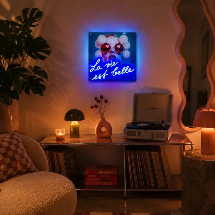 Tableau décoratif "La Vie est Belle" - Message in the Frame - Elements Lighting