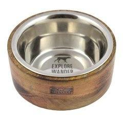 Tall Tails Stainless Steel and Wood Bowl