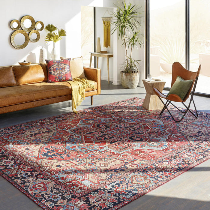 Tapis Fleckenstein Oriental Rouge vif/Beige/Bleu, rectangulaire, 2,74 m x 3,66 m