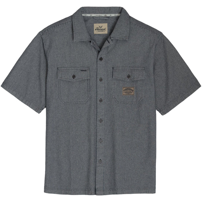 Thorogood Men's Short Sleeve Washed Garage Workwear Shirt Work Shirts Thorogood Denim Blue Railroad Stripe 2XL Reg